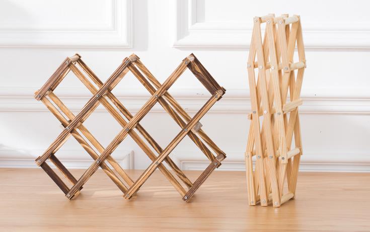 Foldable 10 Slot wooden wine bottle rack | - Elegant Households KE
