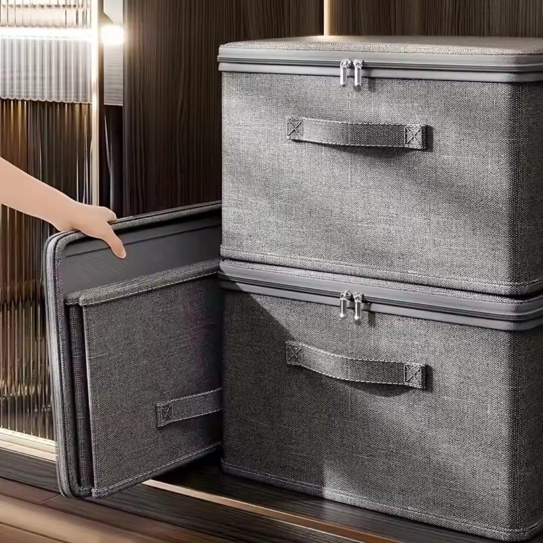 Foldable Fabric Storage Box with Lid | - Elegant Households KE