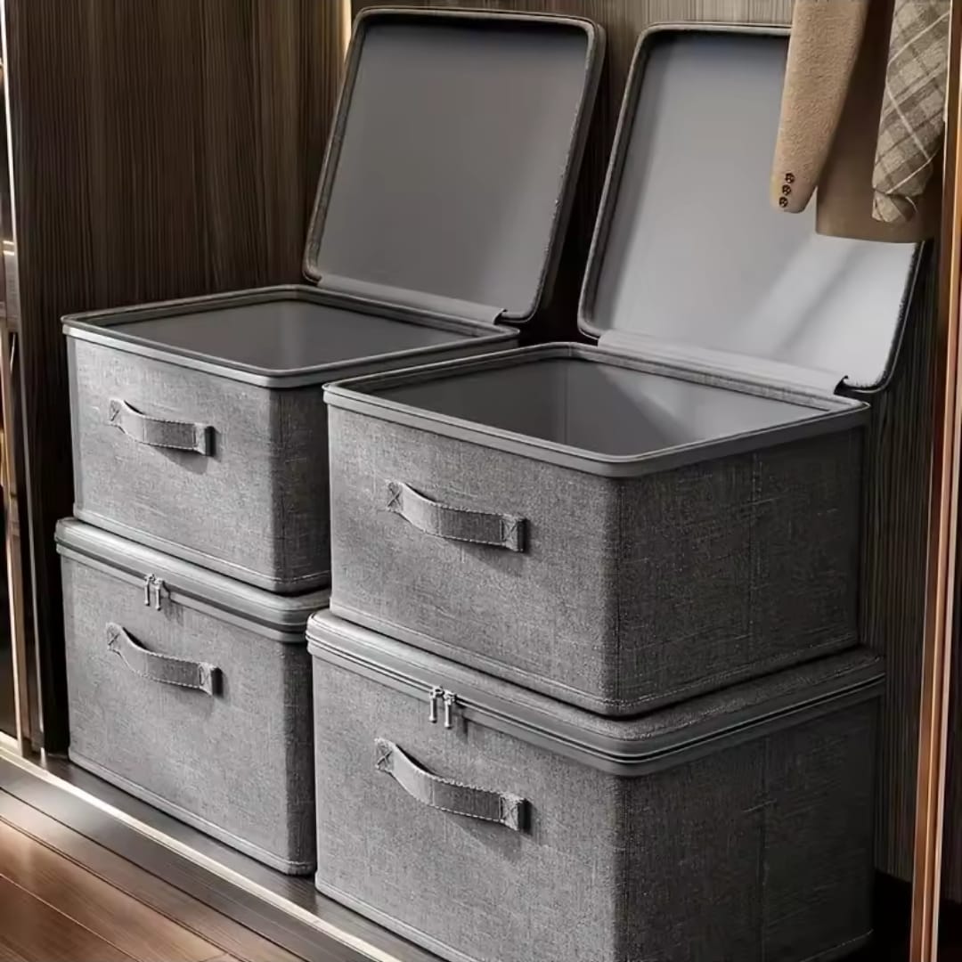 Foldable Fabric Storage Box with Lid | - Elegant Households KE