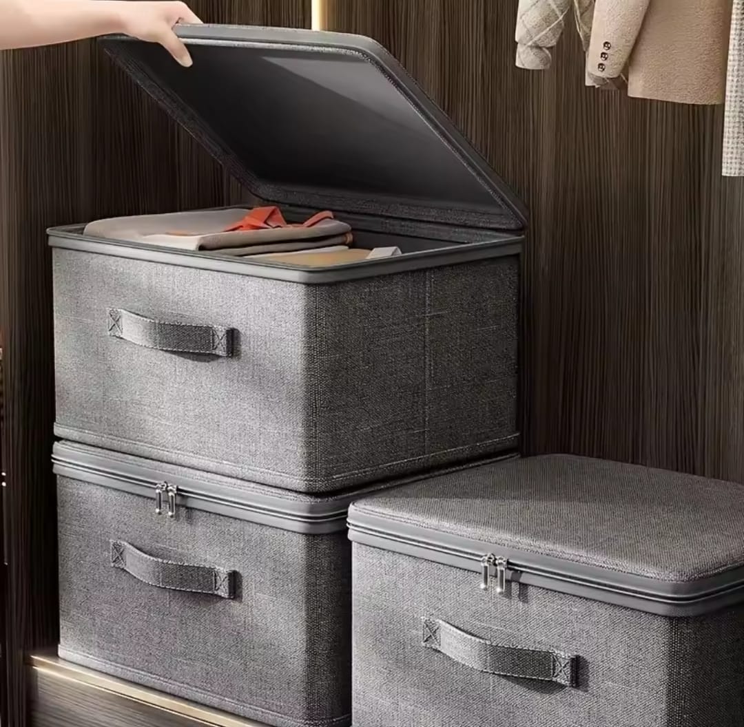 Foldable Fabric Storage Box with Lid | - Elegant Households KE