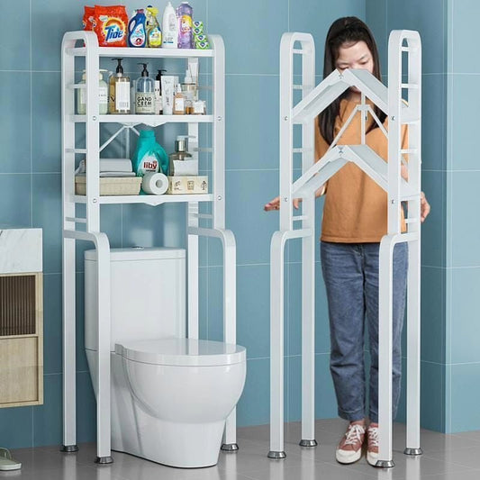 Foldable Heavy Duty Over the Toilet Storage Metal Rack | - Elegant Households KE