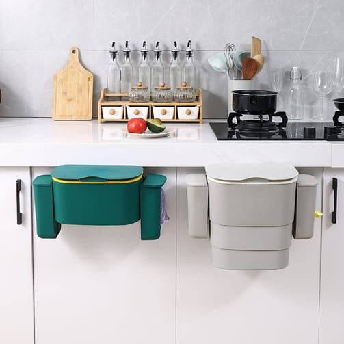 Foldable Kitchen Hanging dustbin with 2 Trash Bags Storage cans | - Elegant Households KE