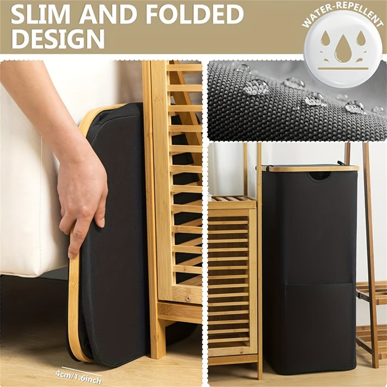 Foldable laundry basket with lid and inner cloth | - Elegant Households KE