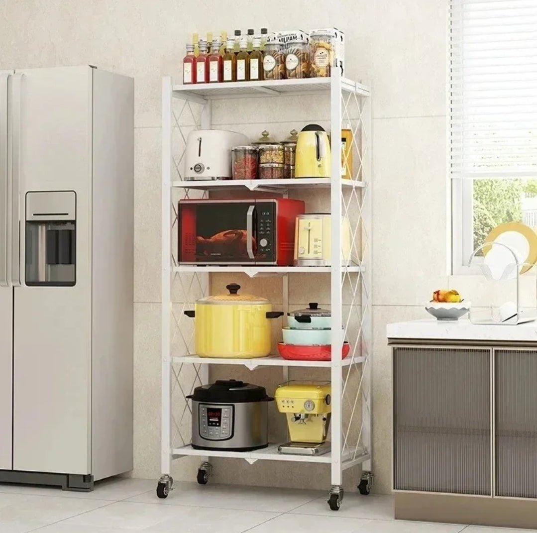 FOLDABLE MOVABLE METALLIC STORAGE RACK | - Elegant Households KE