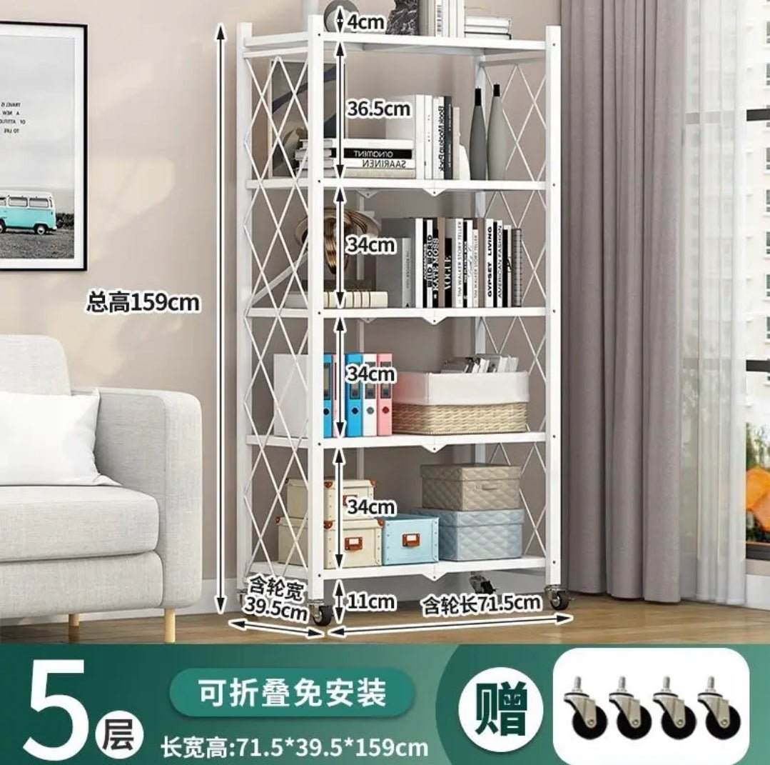 FOLDABLE MOVABLE METALLIC STORAGE RACK | - Elegant Households KE