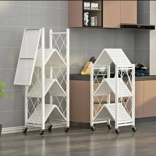 FOLDABLE MOVABLE METALLIC STORAGE RACK | - Elegant Households KE