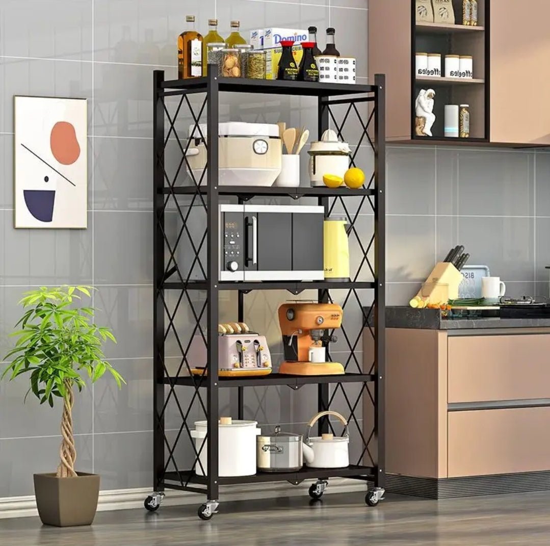 FOLDABLE MOVABLE METALLIC STORAGE RACK | - Elegant Households KE