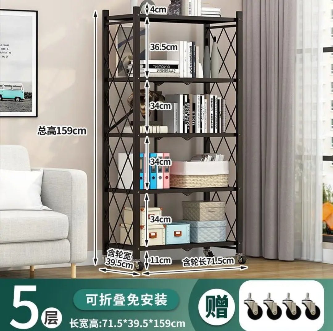 FOLDABLE MOVABLE METALLIC STORAGE RACK | - Elegant Households KE