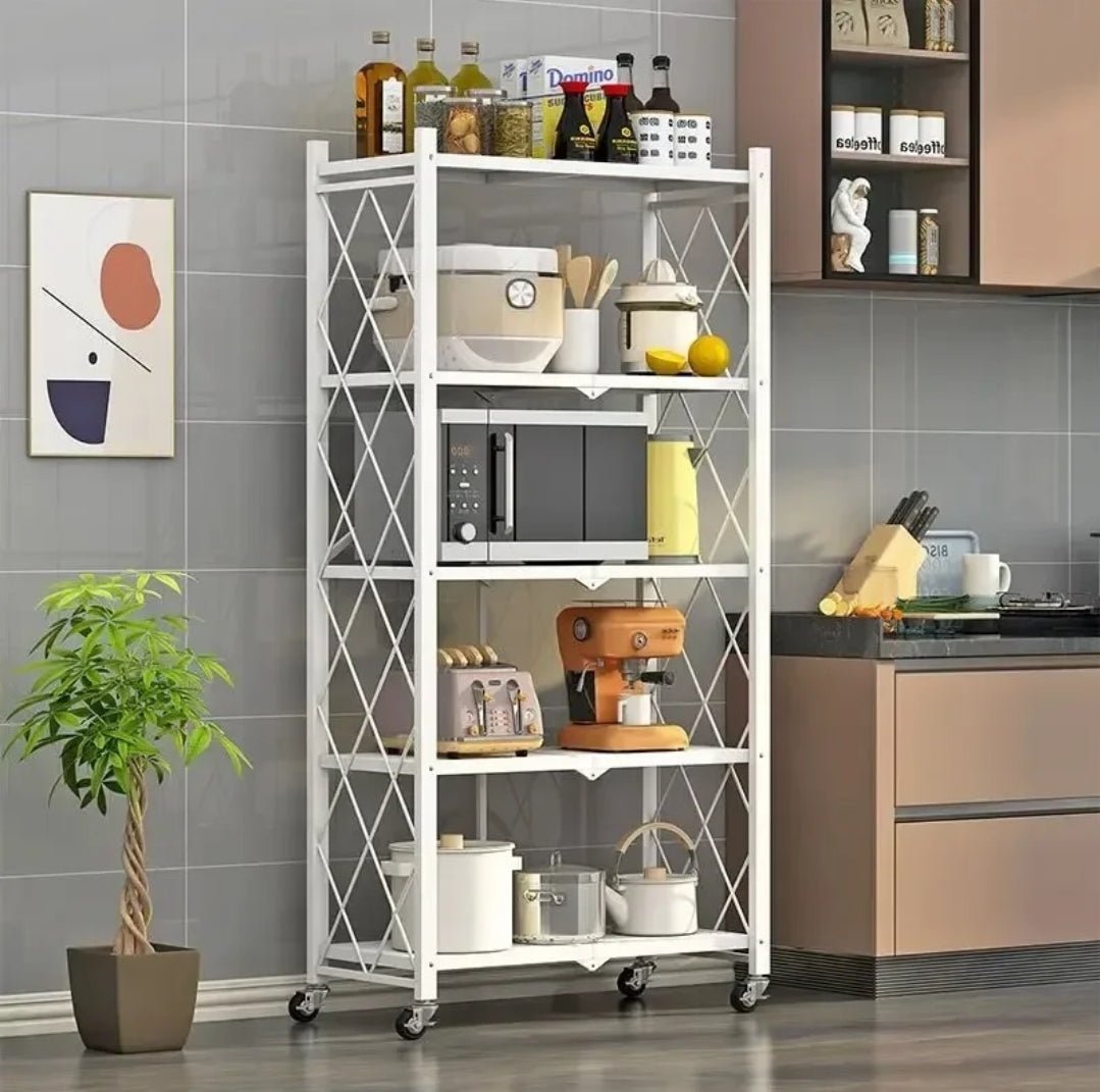 FOLDABLE MOVABLE METALLIC STORAGE RACK | - Elegant Households KE