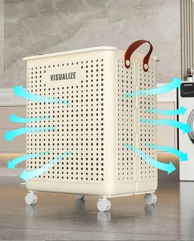 Foldable Multipurpose Hamper basket With Wheels | - Elegant Households KE