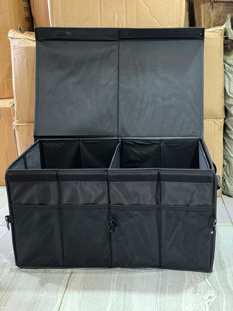 Foldable Premium Car Trunk Boot Organizer With Lid, Partitions &amp; Handles | - Elegant Households KE