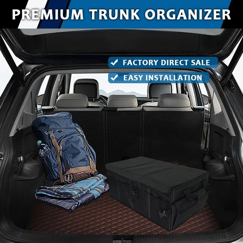 Foldable Premium Car Trunk Boot Organizer With Lid, Partitions &amp; Handles | - Elegant Households KE