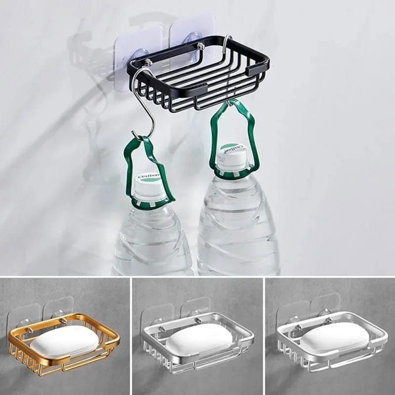 Free Punch Wall - Mounted Aluminum Drain Soap Dish Holder Drainer | - Elegant Households KE