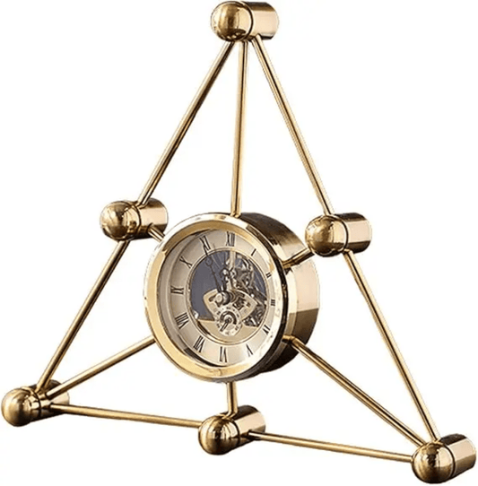 Geometric Desktop Clock with Quartz Movement – Modern Gold Decor | - Elegant Households KE