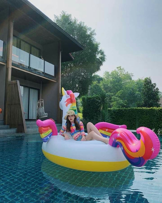 Giant Unicorn Pool Float 225×175 cm – Extra - Large Rainbow Inflatable for Pool Parties & Summer Fun | - Elegant Households KE