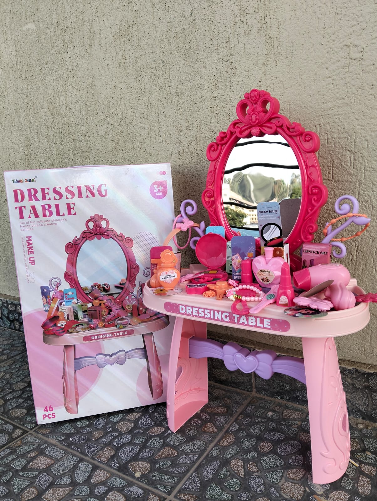 Mirror Dressing Table Price in Kenya – Girls Makeup Dressing Table Set with Mirror and Accessories