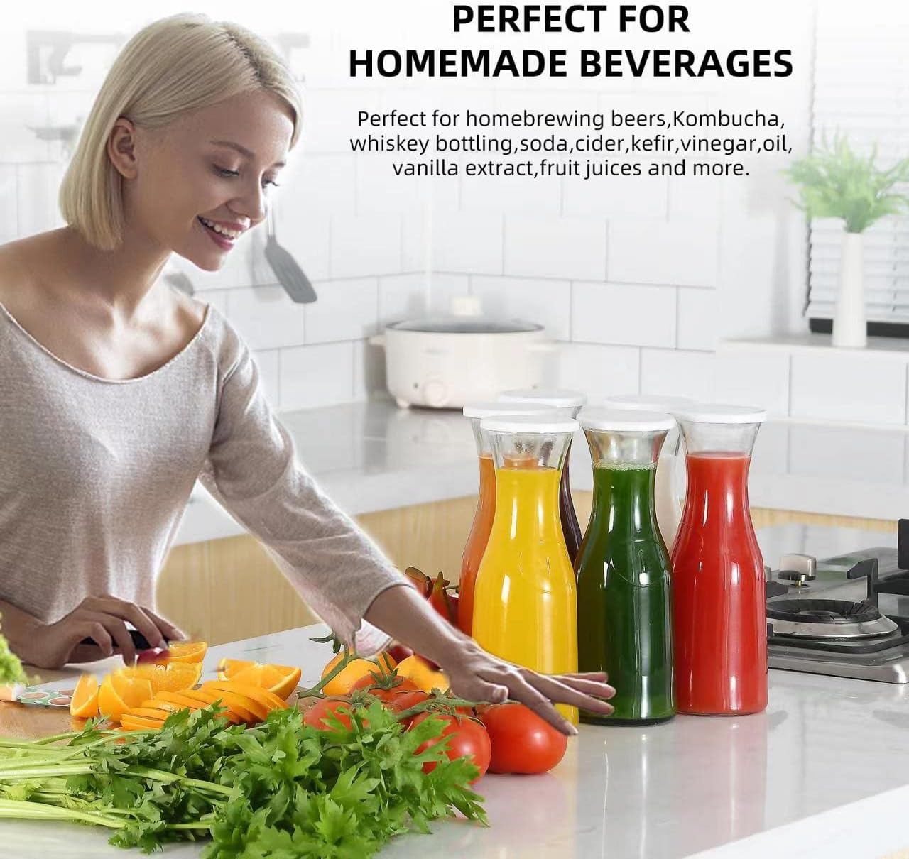 Glass Carafe with white Lids | - Elegant Households KE