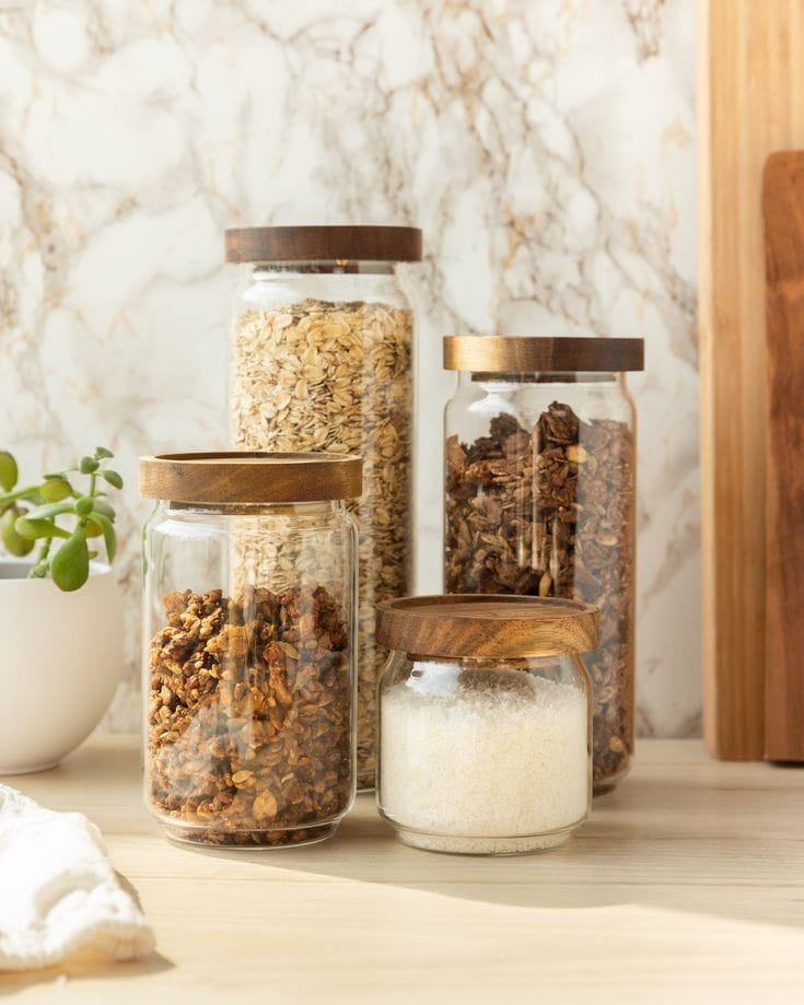Glass container with a bamboo lid  | - Elegant Households KE