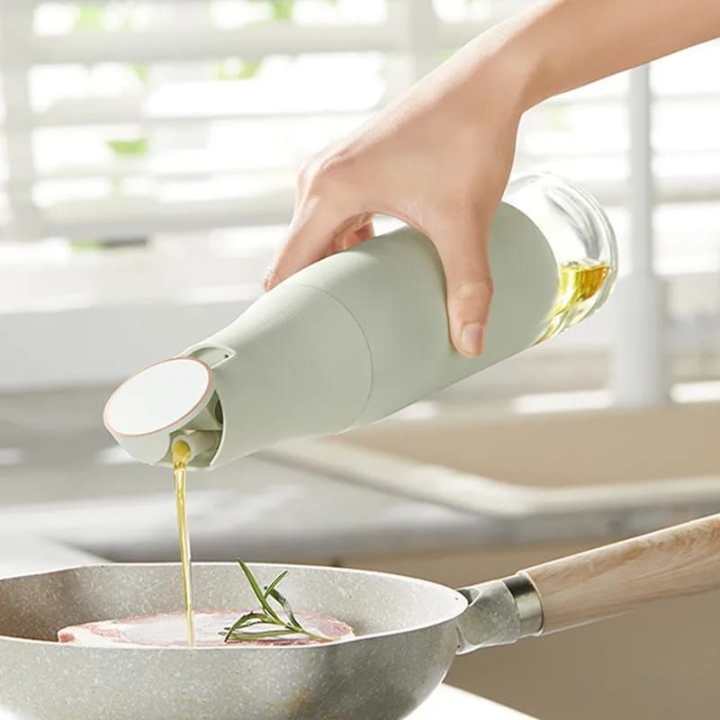 Glass Oil Bottle Automatic Opening And Closing Olive Oil Condiment Container Kitchen Gravity Soy Sauce Vinegar Dispenser Bottle | - Elegant Households KE