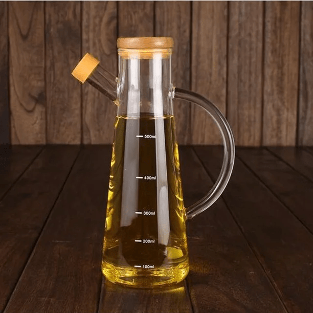 Glass oil/vinegar jar with Bamboo lid | - Elegant Households KE