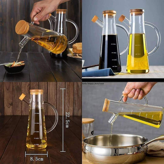 Oil and Vinegar Dispenser Price in Kenya – Glass Vinegar Jar with Bamboo Lid (580ml Leak-Proof)