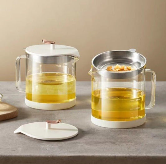 Glass pot oil filter/storage | - Elegant Households KE