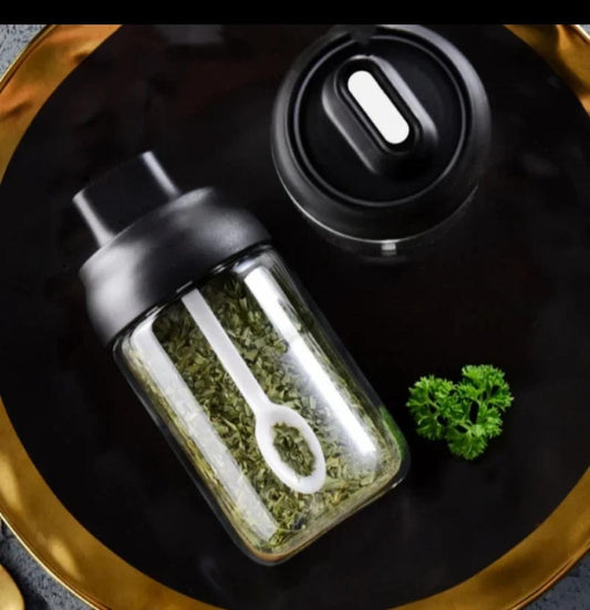 Glass seasoning spice jars with spoon  | - Elegant Households KE