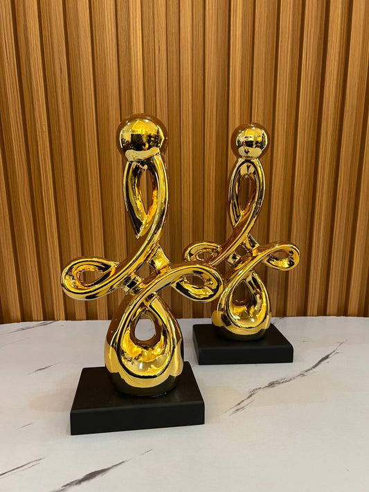 Gold Ceramic Modern Art Sculpture – Luxury Abstract Home Decor | - Elegant Households KE
