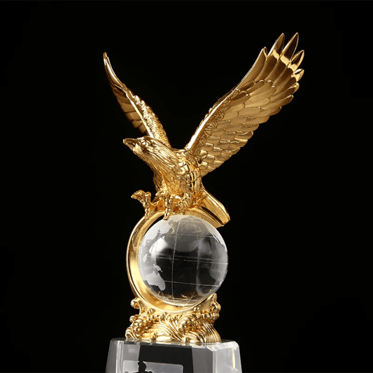 Gold Eagle Trophy with Crystal Base – Luxury Award - Style Decor | - Elegant Households KE