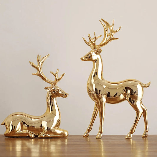Gold Elk Deer Ornaments – Luxury Nordic Deer Figurines for TV Cabinet & Home Decor | - Elegant Households KE