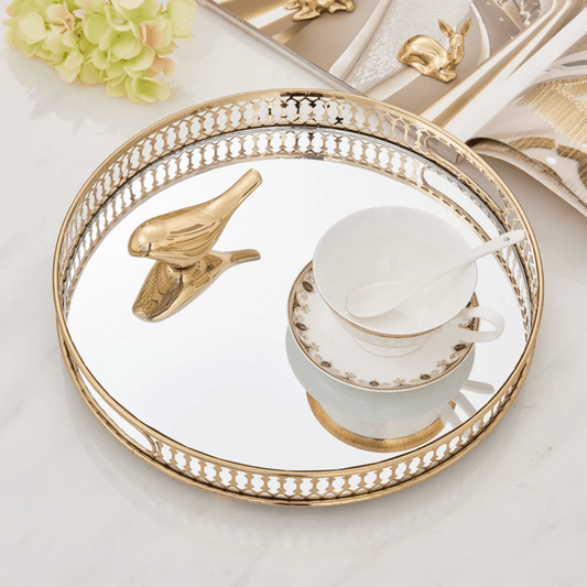 Gold Mirrored Serving Tray for Coffee Table & Vanity | - Elegant Households KE