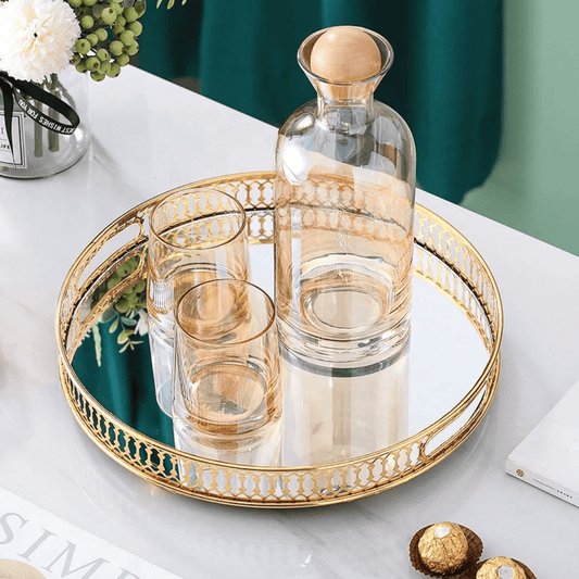 Gold Mirrored Serving Tray for Coffee Table & Vanity | - Elegant Households KE