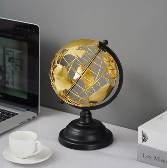 Gold Rotating Metal Globe for Desk & Home Decor | - Elegant Households KE