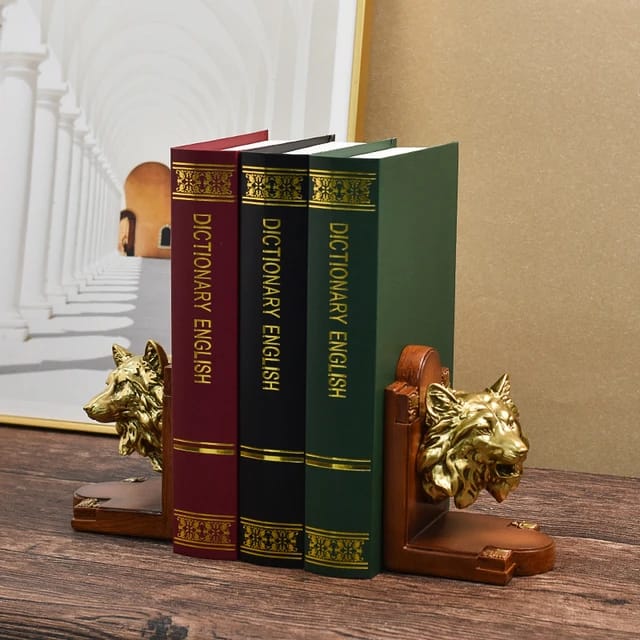 Gold wolf Resin Bookends decorations | - Elegant Households KE