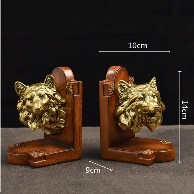 Gold wolf Resin Bookends decorations | - Elegant Households KE