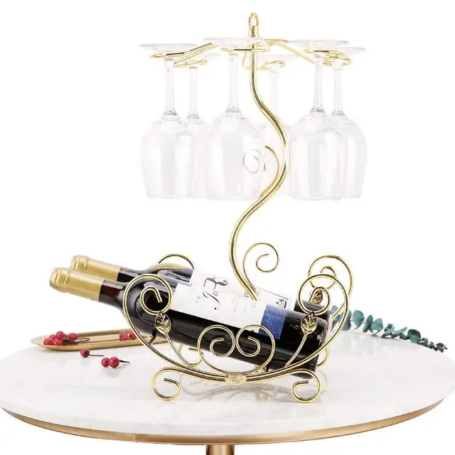 Golden metallic wine Rack | - Elegant Households KE