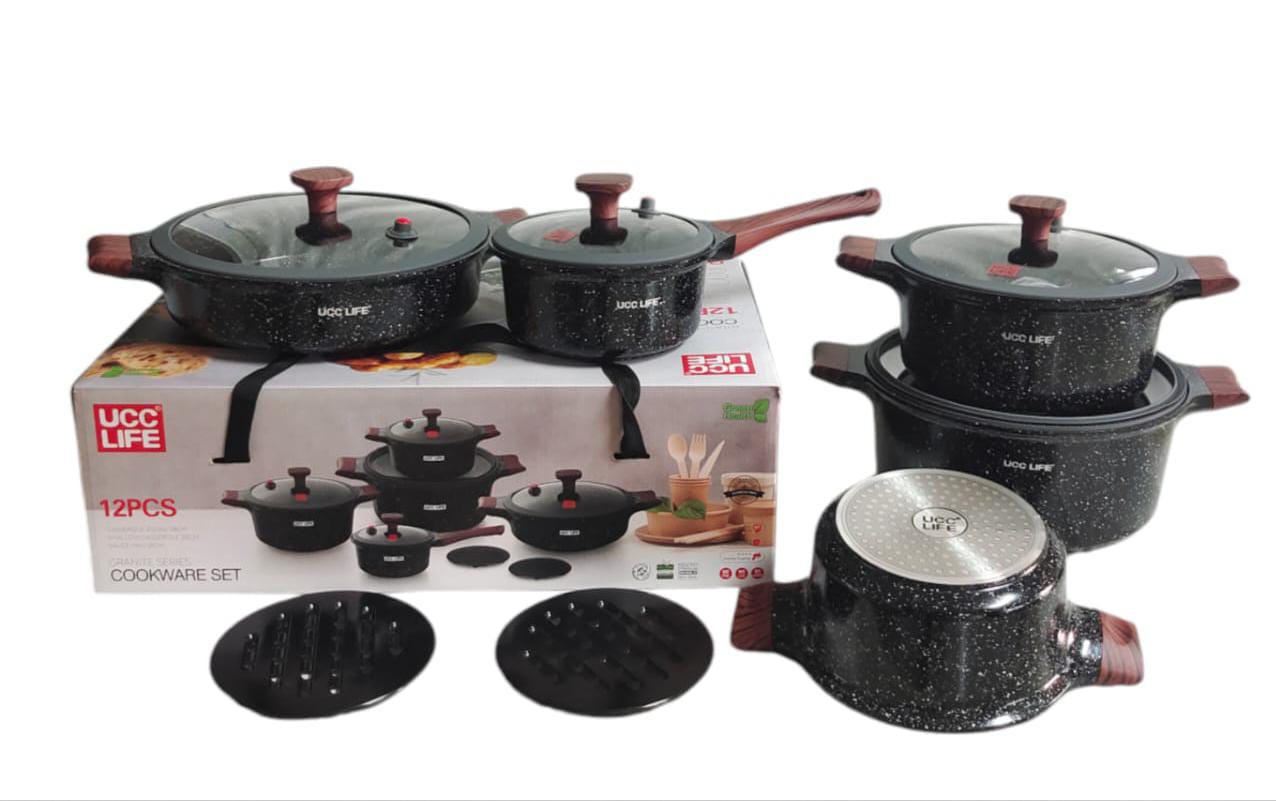 granite cookware set – 12pcs UCC LIFE Granite Cookware Set with Induction Base