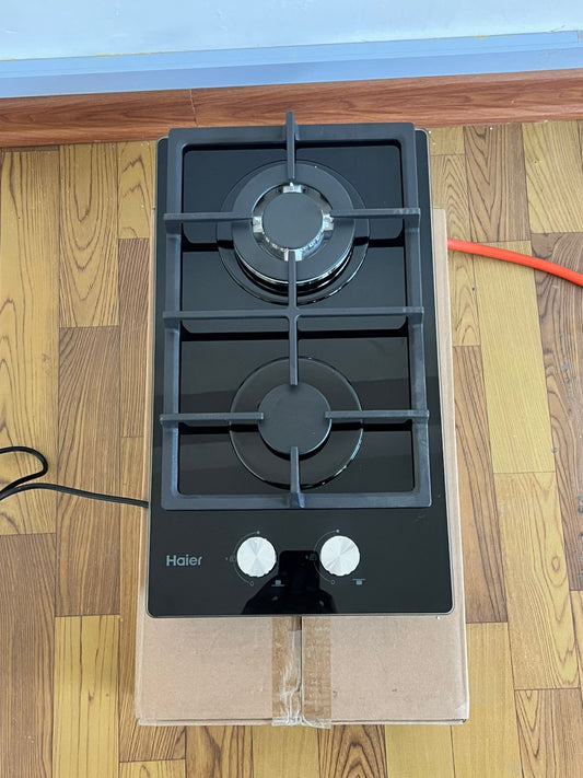 Haier 2 Burner Built - In Gas Hob | Black Glass Cooker | - Elegant Households KE