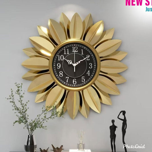 Handcrafted Sunburst Wall Clock – Luxury Gold Decorative Modern Wall Decor | - Elegant Households KE