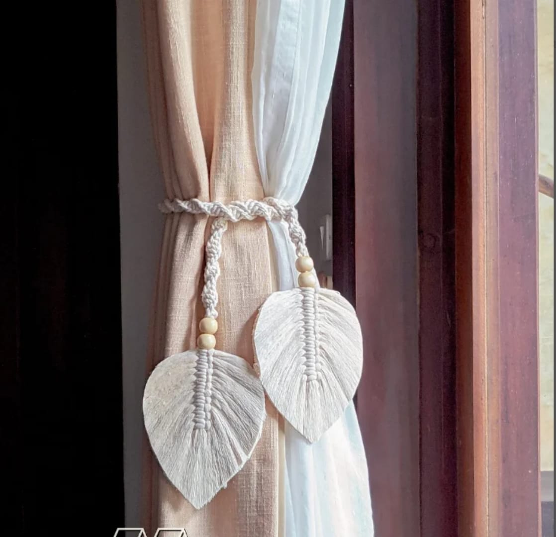 Handmade Bohemian Leaf Curtain Tiebacks Pair | - Elegant Households KE
