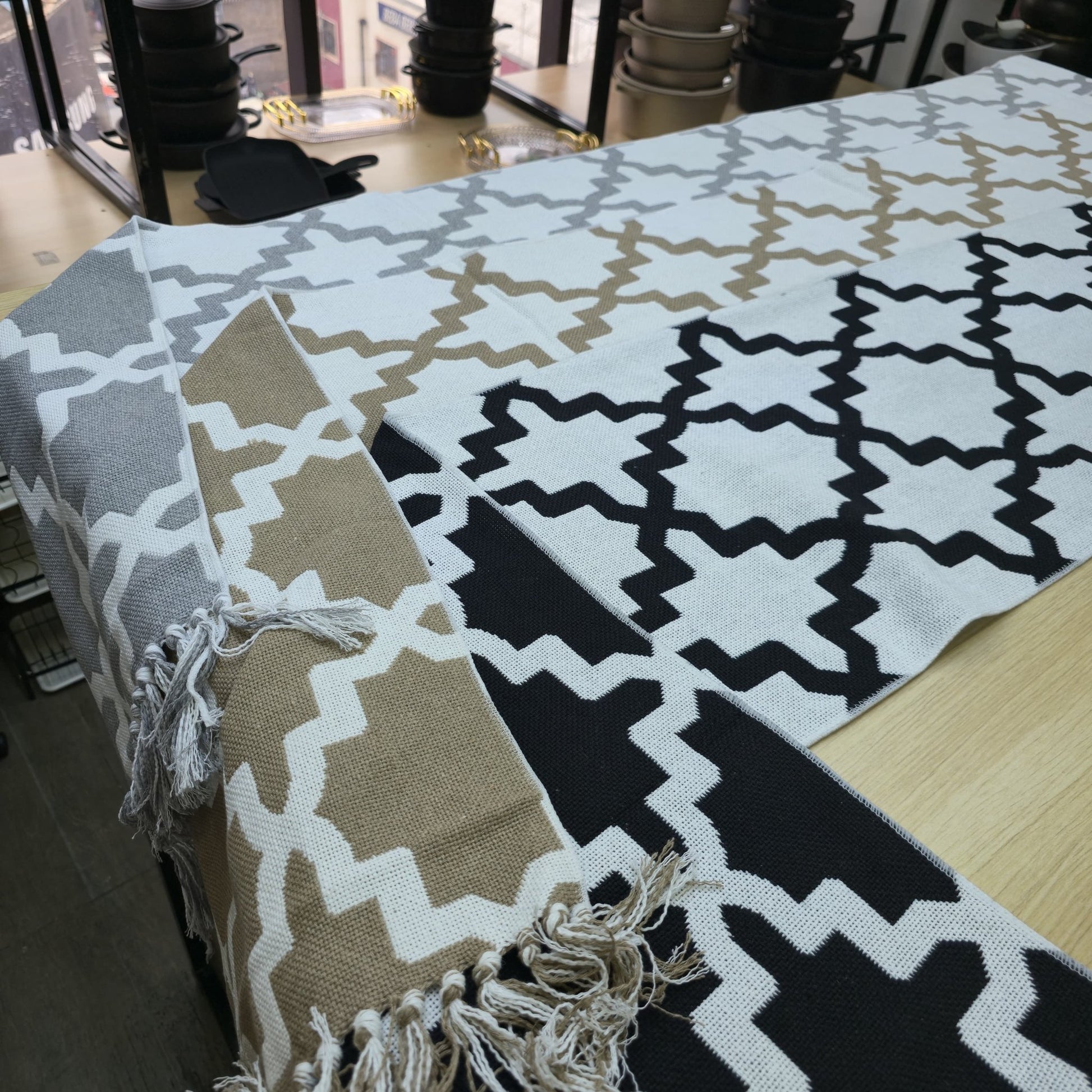 Handmade Double - Sided Cotton Linen Table Runner | - Elegant Households KE