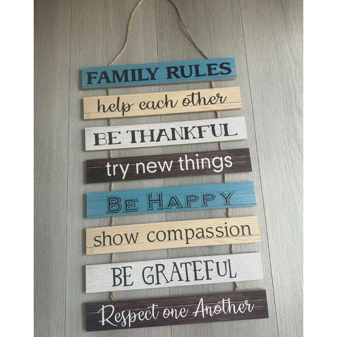 Hanging Board Wooden House Rules | - Elegant Households KE