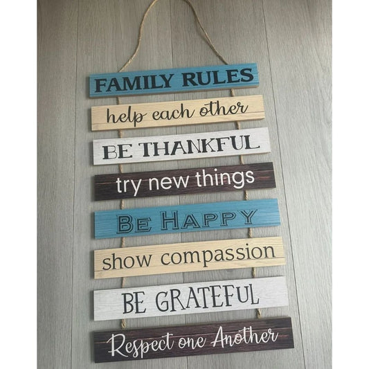 Hanging Board Wooden House Rules | - Elegant Households KE