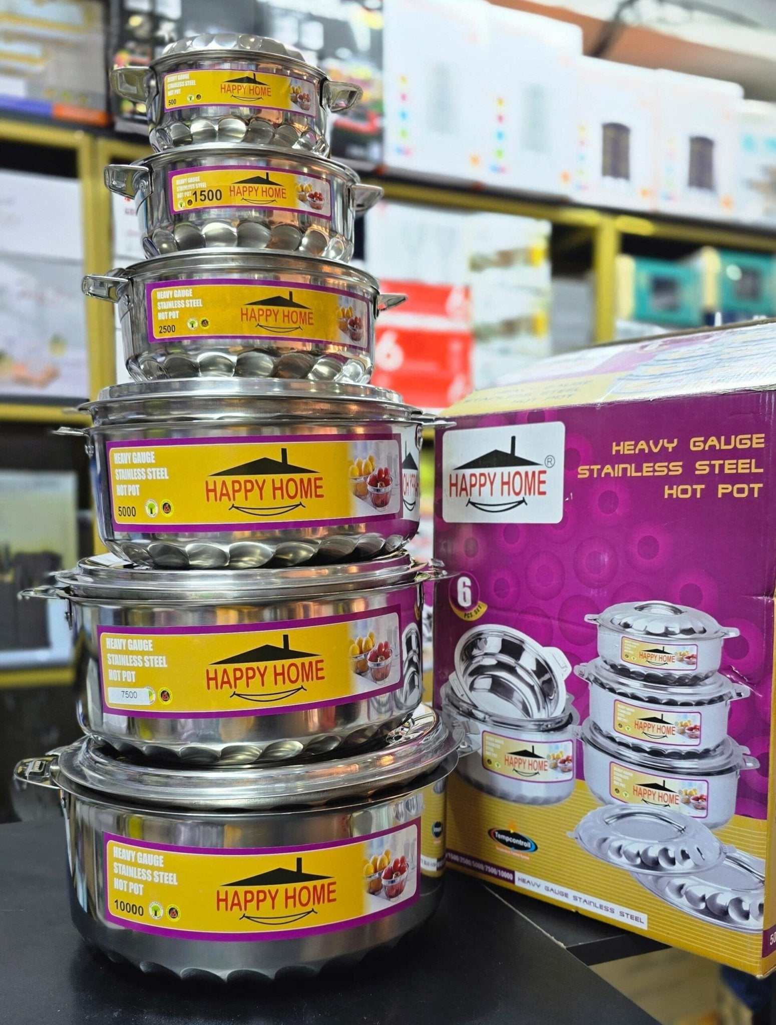 Happy Home 6 pcs Stainless Steel HotPots | - Elegant Households KE