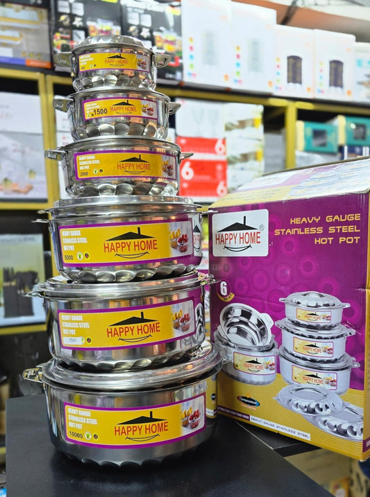 Happy Home 6 pcs Stainless Steel HotPots | - Elegant Households KE