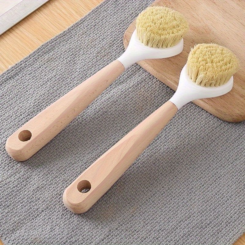 Hard bristle Pot/pan cleaning brush with wooden handle | - Elegant Households KE