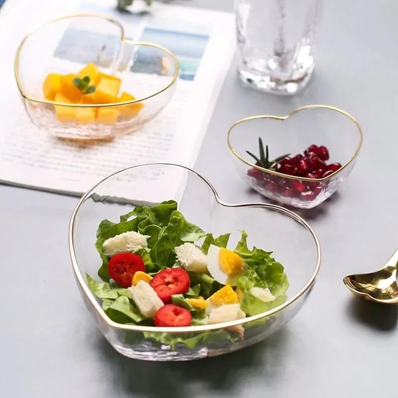 Heart - Shaped Glass Salad Bowl | - Elegant Households KE