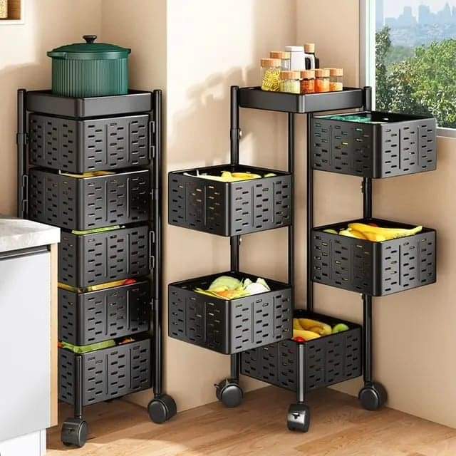 Heavy - duty 5tier Square Multi - layer Basket Storage Rack for Fruits and Vegetable | - Elegant Households KE