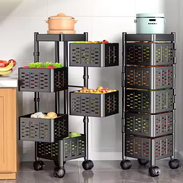 Heavy - duty 5tier Square Multi - layer Basket Storage Rack for Fruits and Vegetable | - Elegant Households KE