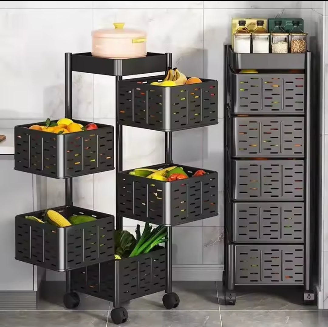 Heavy - duty 5tier Square Multi - layer Basket Storage Rack for Fruits and Vegetable | - Elegant Households KE
